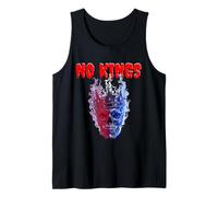 A skull wearing a crown, a blazed in red, white & blue flame Tank Top