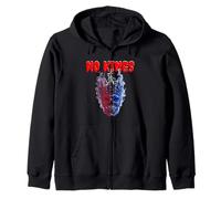 A skull wearing a crown, a blazed in red, white & blue flame Zip Hoodie