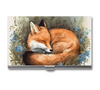 A Sleeping Fox Business Card Case Business Card Storage Slim Metal Credit Card Wallet Multi Functional Flip Cover Minimalist Wallet Card for Men And Women