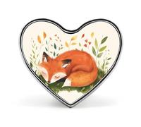 A Sleeping Fox Heart Lapel Tie Pin Brooch Badge Cute Love Shape Clothes Hat Accessories for Men Women Couples