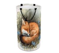 A Sleeping Fox Laundry Basket with Handle Foldable Laundry Hamper Narrow Laundry Bag for Bedroom, Bathroom, Laundry Room 15.7x27.2 in