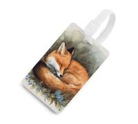 A Sleeping Fox Luggage Tag Classic Personalized Repeated Luggage Tag Cute Unique Travel Essentials Identifiers for Women Men Baggage Backpack Handbag Suitcase, White-style, One Size