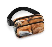 A Sleeping Fox Waist Bag Fashion Fanny Bag with Adjustable Strap for Outdoor Workout Cycling Unisex, white, 20x13cm, Waist Bag