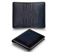 A-SLIM Bifold Leather Wallet Card Holder | Slim Bifold Wallet for Men | RFID Blocking Card Holder | Compact Design for Men’s & Women’s Wallet | Doku (Burnished Blue)