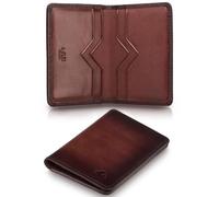 A-SLIM Bifold Leather Wallet Card Holder | Slim Bifold Wallet for Men | RFID Blocking Card Holder | Compact Design for Men’s & Women’s Wallet | Doku (Burnished Tan)