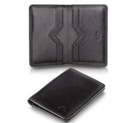A-SLIM Bifold Leather Wallet Card Holder | Slim Bifold Wallet for Men | RFID Blocking Card Holder | Compact Design for Men’s & Women’s Wallet | Doku (Carbon Black)