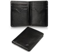 A-SLIM Jo Vertical Leather Card Holder Wallet for Men - Slim RFID Blocking Wallet with 6 Card Slots & 2 Slip Pockets - Genuine Full-Grain Leather - Handmade & Durable Design - Black