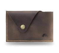 A-SLIM Tsuki Business Card Holder || Minimalist Leather Wallet for Men || Slim Design Card Holder with Button Closure || Handmade Full-Grain Leather Wallets for Men UK || Tsuki (Raw Tan)