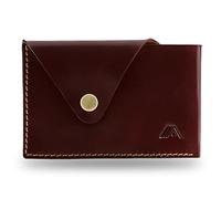 A-SLIM Tsuki Business Card Holder || Minimalist Leather Wallet for Men || Slim Design Card Holder with Button Closure || Handmade Full-Grain Leather Wallets for Men UK || Tsuki (Mahogany Brown)