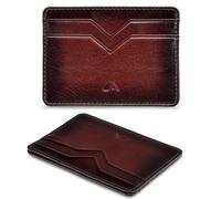 A-SLIM Yaiba Personalised Leather Card Holder with Custom Initial Embossing | Personalised Wallet for Men | Premium Full-Grain Leather | Yaiba (Burnished Tan)