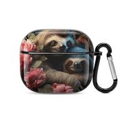 A Sloth and A Baby Sloth Bluetooth Earbuds Case Cover Full Body Shockproof Protection Hard Case Support Wireless Charging with Keychain Personalized Gift for AirPods 3