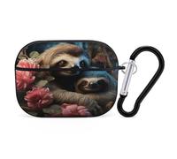 A Sloth and A Baby Sloth Earbuds Organizer Shockproof Protective Airpods Pro Cover with Carabiner Clip Anti Fall Carrying Earphone Case Cover for Airpods Pro 2nd Generation Black