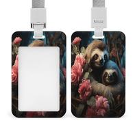 A Sloth and A Baby Sloth ID Badge Holder Clear Badge Protectors with Detachable Lanyard Strap Vertical Hard Plastic Sleeve Secures Work ID Card Credit Cards for Office Factory