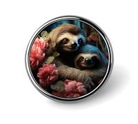 A Sloth And A Small Sloth Badges Circle with Button Design, Personalized Picture Pin Brooches, Round Badge Holders for Decorate Hat Shirt Clothing Bag Accessories