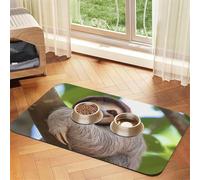 A Sloth On A Tree Branch Dog Food Mat, Absorbent Pet Feeding Mat for Food and Water Bowls Non-Slip Placement Pad for Floors Waterproof Quick Dry Water Dispenser Mat for Dogs Puppy Cats 16x24 Inch