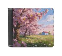 A Small Abode in Spring Leather Wallet for Men Bifold Wallet Stylish Slim Front Pocket Wallets Credit Card Holder Cash Purse