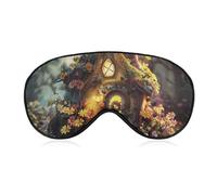 A Small Fairy Tale House Sleep Mask Comfort Travel Eye Masks with Adjustable Elastic Strap Soft Funny Block Light Sleep Eye Cover for Side Sleeper for Nap Men Women Gift
