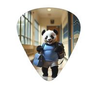 a small panda cub guitar picks in three different thicknesses, suitable for electric guitar and band players