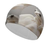 A Small Reed Frog Swim Cap for Adult, Elastic Fabric Swimming Cap, Comfortable Bathing Cap for Long & Short Hair