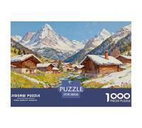 A Small Town in The Swiss Alps Wooden Jigsaw Puzzle Waterproof 1000 Piece Puzzles for Adults Impossible Home Decoration