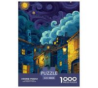 A Small Town Jigsaw 1000 Pieces for Adults Jigsaw Puzzles Oil Painting Style Impossible Puzzle Educational Game Home Decoration 38x26cm/1000pcs