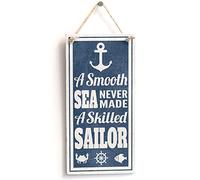 'A Smooth Sea Never Made A Skilled Sailor' Nautical Sign - Handmade Shabby Chic Wooden Door Sign/Plaque