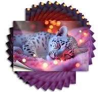 A Snow Leopard Cub Sleeping Peacefully. Cozy Mimosa - Tattoos Helmet Removable Vinyl Decal(6X9CM)