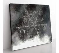 A Snowflake in Abstract Modern Canvas Wall Art Print Ready to Hang, Framed Picture for Living Room Bedroom Home Office Décor, 35x35 cm (14x14 Inch)