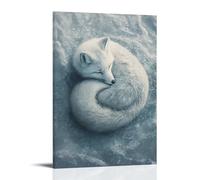 A Snowy White Arctic Fox Lies Curled on A Frosty Gray-blue Backdrop, Its Tail Forming A Perfect Spiral of Winter Peace. Fashionable Wall Decor - Hanging Art Poster And Mural24x36inch(60x90cm)