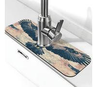 A Soaring Eagle Spreads Its Wings in The Sky Sink Splash Guard Faucet Mat, Kitchen Faucet Suction Pad,Faucet Handle Drip Catcher Tray Drying Mat for Bathroom (15" X 5.5" )