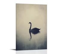 A Solitary Black Swan Gliding Across Unseen Waters, Framed Against A Gentle Storm-gray Sky Heavy with Secrets. Wall Art Mural Modern Decoration Hanging Art Poster 16x24inch(40x60cm)