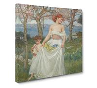 A Song Of Springtime by John William Waterhouse Canvas Print | Gallery Wrapped 30mm Frame Wall Art | 14x14 inches | Ready to Hang | Classic Picture | Living Room Bedroom Lounge Office