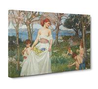 A Song Of Springtime By John William Waterhouse Classic Painting Canvas Wall Art Print Ready to Hang, Framed Picture for Living Room Bedroom Home Office Décor, 30x20 Inch (76x50 cm)