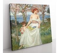 A Song Of Springtime by John William Waterhouse Classic Painting Canvas Wall Art Print Ready to Hang, Framed Picture for Living Room Bedroom Home Office Décor, 50x50 cm (20x20 Inch)