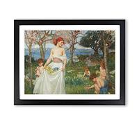 A Song Of Springtime By John William Waterhouse Classic Painting Framed Print | A4 Black Framed Wall Art | Ready to Hang | Classic Historical Picture | Living Room Bedroom Lounge Office
