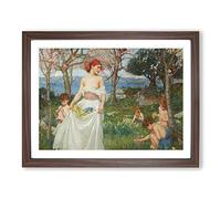 A Song Of Springtime By John William Waterhouse Classic Painting Framed Wall Art Print, Ready to Hang Picture for Living Room Bedroom Home Office Décor, Walnut A2 (64 x 46 cm)