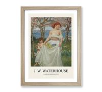 A Song Of Springtime By John William Waterhouse Exhibition Museum Painting Framed Wall Art Print, Ready to Hang Picture for Living Room Bedroom Home Office Décor, Oak A2 (64 x 46 cm)