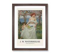 A Song Of Springtime By John William Waterhouse Exhibition Museum Painting Framed Wall Art Print, Ready to Hang Picture for Living Room Bedroom Home Office Décor, Walnut A4 (34 x 25 cm)