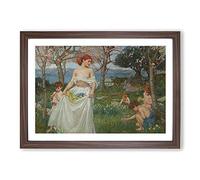 A Song of Springtime by John William Waterhouse Framed Print | A2 Walnut Framed Wall Art | Ready to Hang | Modern Nature Picture | Living Room Bedroom Lounge Office