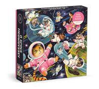 Galison Space Meowdyssey - 1000 Piece Jigsaw Puzzle Featuring Beautiful Artwork Of A Cosmic Cat Filled Galaxy