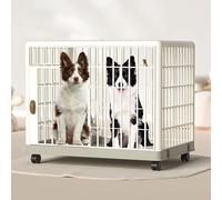 A Spacious Indoor Dog House with a Movable Furniture Style Dog Cage, a Dog House with Lockable Doors, and Wheels