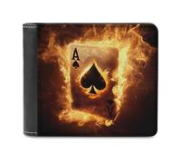 A Spades Card in Fire Printed Bifold Wallet with Hidden Compartments Pocket Money and Credit Card Holder for Men Women