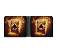 A Spades Card in Fire Printed Bifold Wallet with Hidden Compartments Pocket Money and Credit Card Holder for Men Women