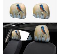 A Sparrow Standing On A Wooden Board Head Rest Cover Car Accessories, 2 Pcs Car Seat Headrest Cover, Washable Headrest Protector Universal Fit To All Car Suvs Truck Van Vehicles Auto