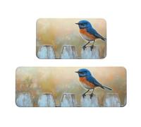 A Sparrow Standing On A Wooden Board Rug Cushioned Kitchen Rugs Sets Of 2 Comfort Standing Mat For Home Decor Sink,Kitchen Mats For Floor Non Slip Washable ，Laundr 17"X47"+17"X30"