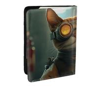 A Special Forces Cat Wearing Glasses Printed Passport Holder,Travel Pu Leather Passport Cover Case Organiser for Men Women,6.5 Inch