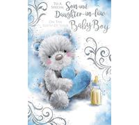 A Special Son & Daughter in Law On The Birth of Your Baby Boy Heart Design Card