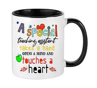 A Special Teaching Assistant Takes a Hand Open a Mind and Touches a Heart, Teacher Appreciation, Thank You Gift for Teaching Assistant, Novelty Cup, Teachers Inside Coloured Ceramic Mug. (Black)