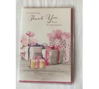 A Special Thank You For Everything Thank You Card Thanks Presents/Flowers/White+Pink Spots Gift Bag Foil Detail(NC-VA121)