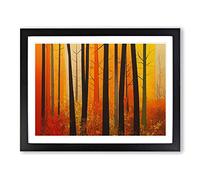 A Spectacular Autumn Forest Abstract Framed Print | A2 Black Framed Wall Art | Ready to Hang | Abstract Landscape Picture | Living Room Bedroom Lounge Office